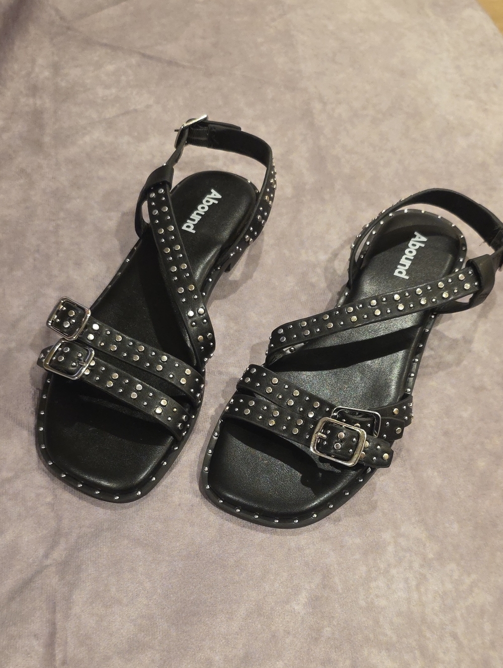 Abound Black Studded Strappy Buckle Sandals
